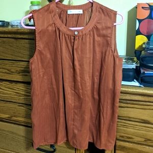 Sleeveless Rust-colored Blouse